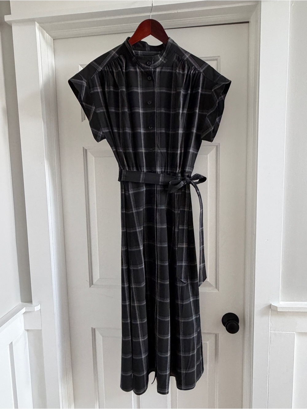 Calvin Klein Plaid Dress with Self-Tie Belt